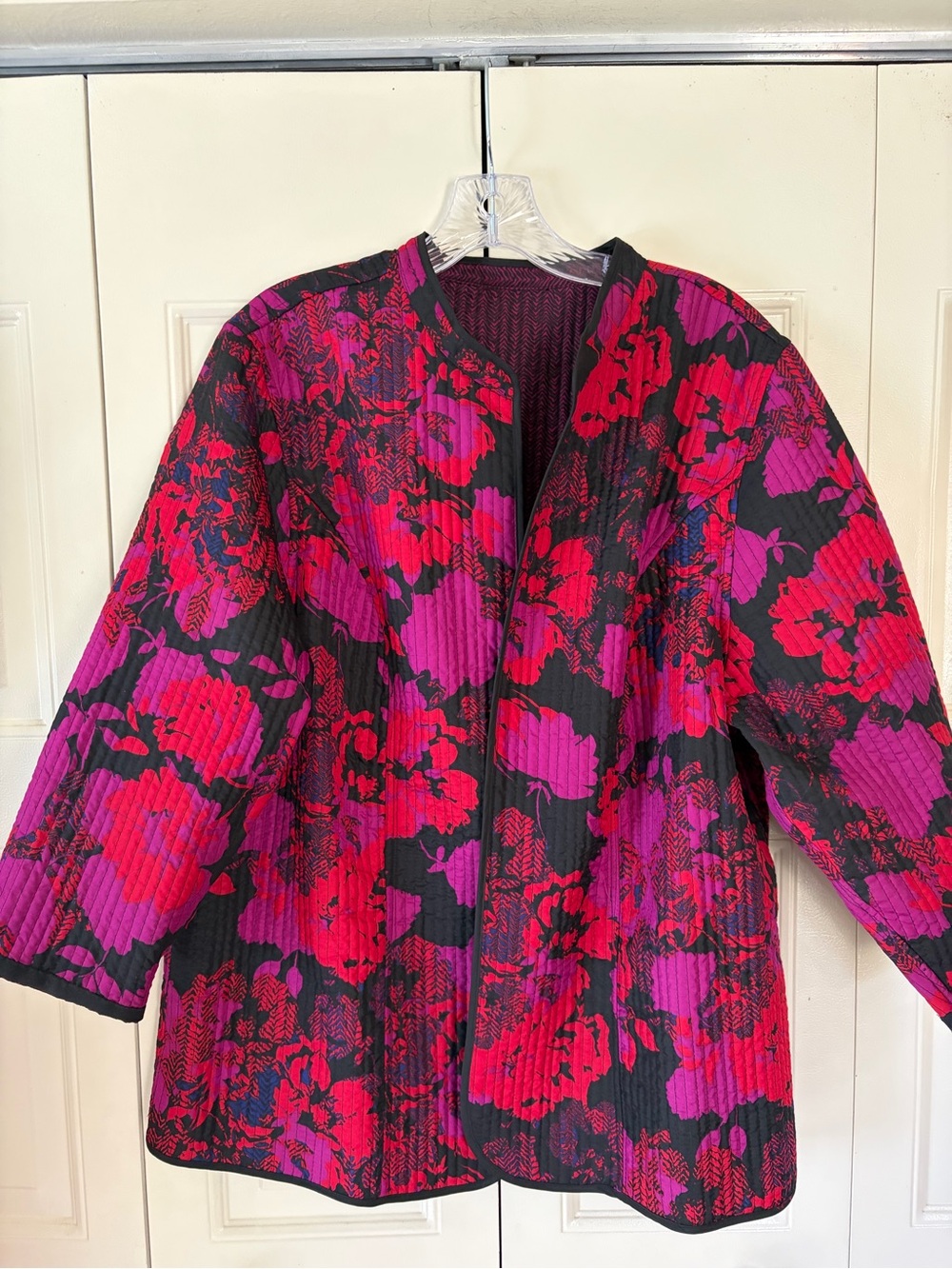 Quilted Whimsigoth Dark Cottagecore  Bold Open Jacket Boho Size XL Reversible